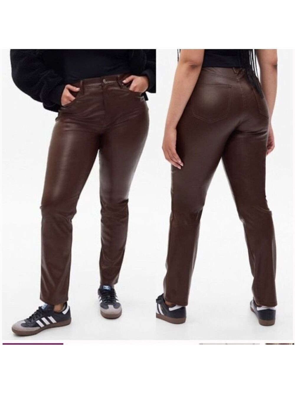 Gap vintage slim high-rise Brown polyurethane pants size 31 waist/12L